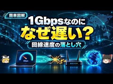 1Gbpsなのに、なぜ遅い？回線速度・ダウンロード・ラグの違い【ゆっくり解説】