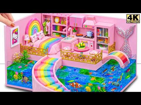 Build Dream Rainbow Water House with Hello Kitty Bed & Fish Tank for Two 🌈❤️ | DIY Miniature House