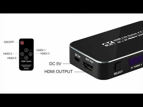 Navceker Remote HDMI Switcher 4K 60Hz 4 Port HDMI Switch 4 input 1