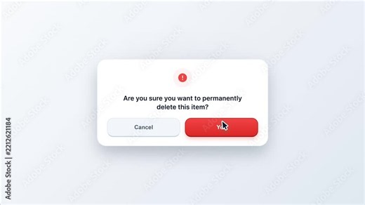 Delete Button Click Animation with Mouse Cursor Clicking Delete, File Removal and Confirmation Message, Trash Icon, Data Deletion, User Interface, Digital File Management and Technology