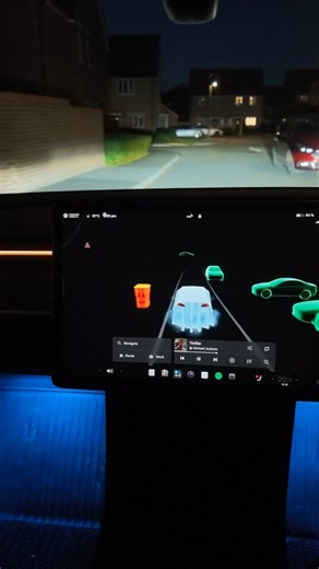 Driving in Halloween Mode in Tesla Model Y