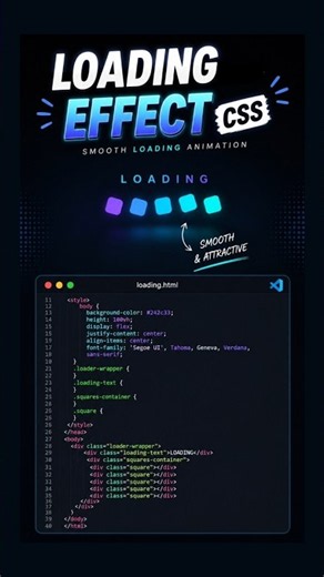 Loading Effects Animation Using HTML & CSS | CSS Loading Animation | MERN Stack Course #shorts