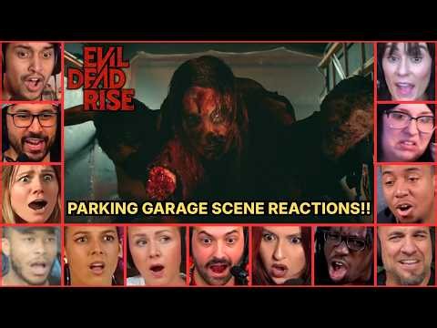 Reactors Reacting To Parking Garage Scare Scene | Evil Dead Rise Movie Reaction Mashup