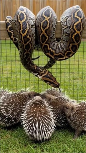 The Foolish Python Invaded the hedgehogs #funny #comedy #shorts