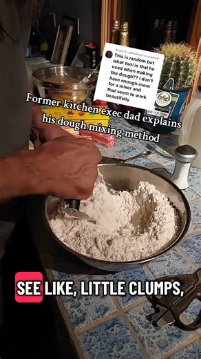 Replying to @allhailniya It's a wire pastry blender. He let me post him explaining his method.