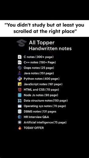 'Notes' link is in Comment section | #codeprep #notes #btech Btech, notes, handwritten, semester
