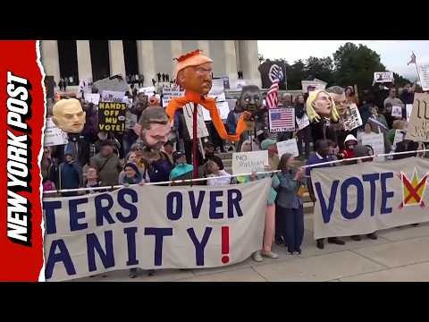 'No Kings' Protesters March Across D.C. Memorial Bridge in Hopes of Boosting Early Voting