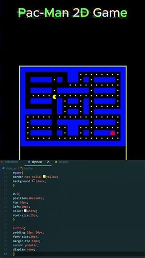 Pac-Man 2D Game in JavaScript | HTML, CSS, JS Game #Shorts #JavaScript #HTML #CSS