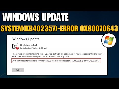 Windows Update Error 0x80070643 Fix | Installation Failed Problem Solved