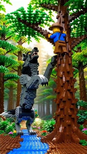 🐺 LEGO Explorer Runs from Giant Wolf in the Forest! Epic Chase & Escape 🔥