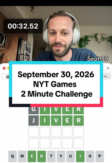 Day 692 | September 30, 2026 NYT Games 2 Minute Challenge #wordle #crossword