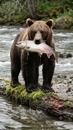 Brown Bear Catches Salmon in Stream | Wildlife Footage #wildlife #fishing