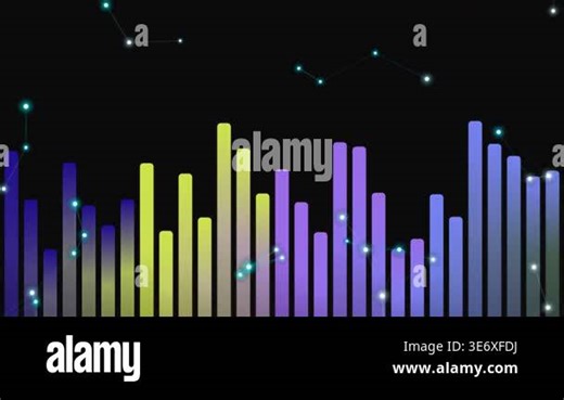 Abstract Data Visualization with Bars and Connected Nodes Stock Video Footage - Alamy