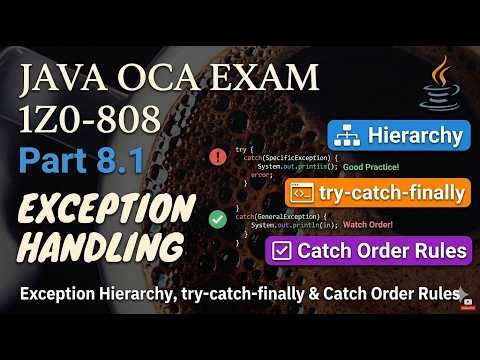 8.1 Exception Hierarchy, try-catch-finally & Catch Order Rules | Java OCA 1Z0-808