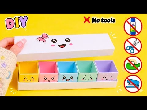 DIY Easy Origami Desk Organizer |No Glue, No Scissors |Cute Organizer |Paper Craft |School Project