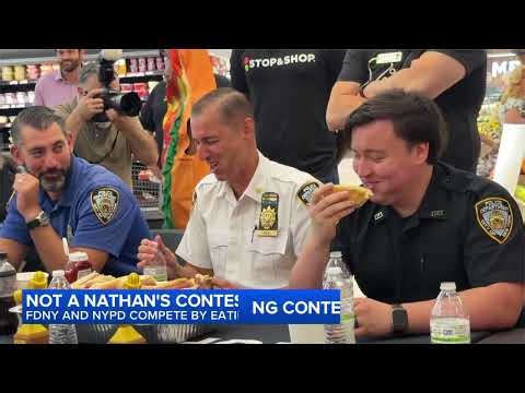 FDNY, NYPD compete in hot dog eating contest