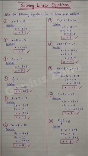 solving linear equations | Algebra | easy equations #maths #shorts #foryou#algebra#alzahra #learning