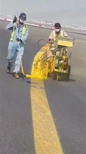 Airport runway line painting process
