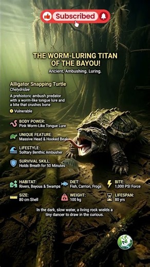 🐢 Alligator Snapping Turtle | Worm-Lure Titan #SnappingTurtle #Reptile #Wildlife