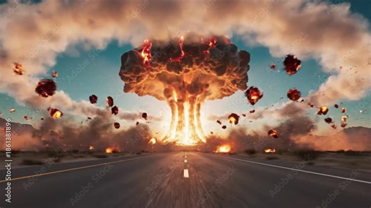 Nuclear Explosion on Highway: Massive Atomic Blast and Destruction Shockwave