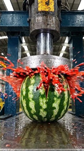 What Happens When a Watermelon Meets Hydraulic Press?