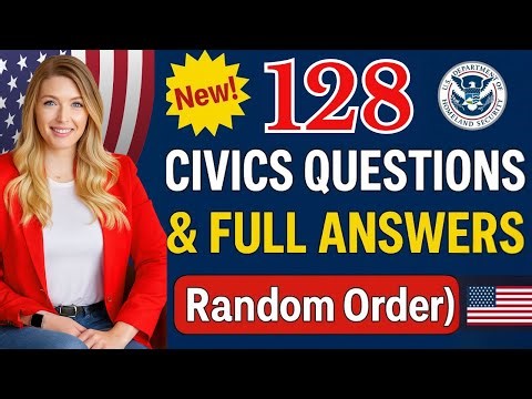 USCIS 128 Civics Questions and SIMPLE Answers in RANDOM ORDER |2025 Civics Test US Citizenship #n400