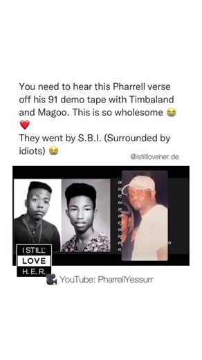 A super early Pharrell verse from his 1991 group SBI with Timbaland and Magoo (RIP), when Pharrell went by Magnum the Verb Lord #pharrell #timbaland #magoo #hiphopheads #90shiphop