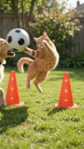 Cat vs. Dog: The Ultimate Soccer Goalie Save