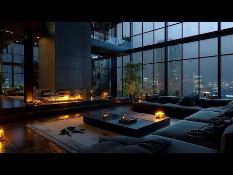 Rainy Night in a Luxury High-Rise 🌧️ | City Window Ambience for Deep Sleep (3 Hours, No Thunder)