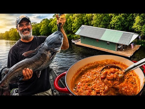Louisiana Swamp Houseboat Adventure! Catfish, Bluegill & Crawfish Spaghetti!