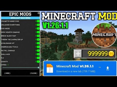Minecraft Mod Apk v1.26.1.1 | Mcpe Mod Apk Unlimited Money | Minecraft Mod Menu 2026