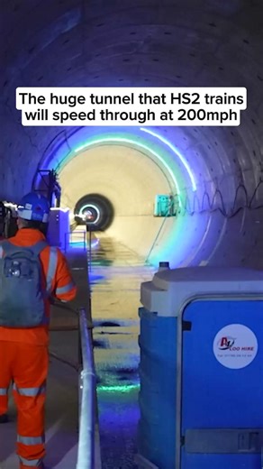 This is the huge 10-mile HS2 tunnel being built that will take 200mph trains just three minutes to pass through. Sonic booms can be caused by high-speed trains forcing air forwards when they enter a tunnel - but this has been designed with special measures in place to prevent it. The huge structure heads under the Chiltern Hills and took almost three years to bore through the land. It's on the route to Birmingham - and in June 2024, HS2 Ltd assessed the cost for the line to be up to £66 billion.