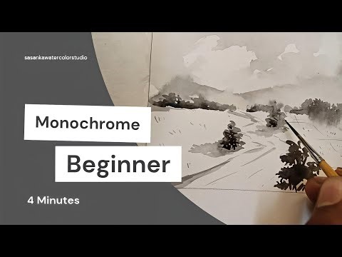 Easy Monochrome Watercolor Landscape Beginner Tutorial #sasankawatercolorstudio #watercolorpainting