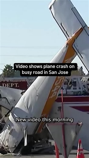 Dramatic video shows a small plane crash onto a busy road in San Jose Saturday afternoon. Aboard the plane were two adults and a child, all of which survived with non-life threatening injuries. Details on what led to the crash have not yet been released. #nbcla
