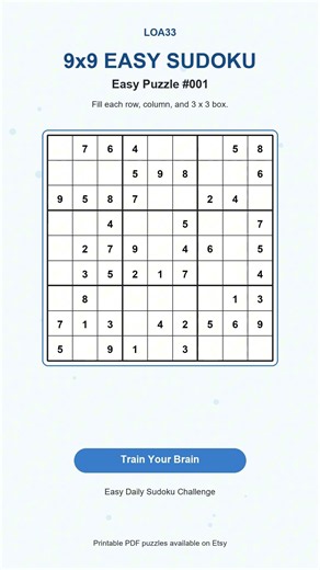Easy Sudoku Challenge #001