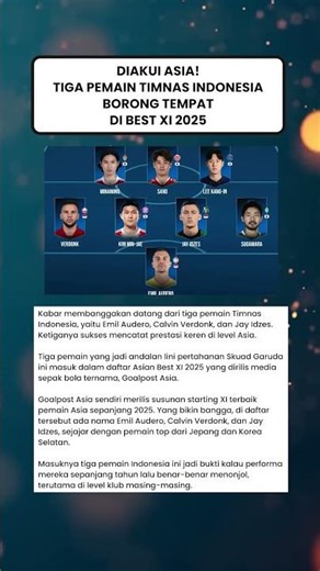 Diakui Asia! Tiga Pemain Timnas Indonesia Borong Tempat di Best XI 2025