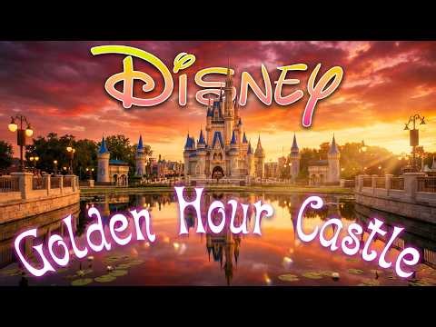 Golden Hour at the Enchanted Castle🏰Disney Castle Sunset Ambience | Peaceful Music for Relax & Sleep
