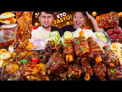 MUTTON & RICE EATING COMPETITION! 🔥 | MUTTON NALLI, FAT, GRAVY, EGGS & RICE 😱