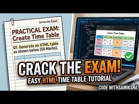 How to create a Time-Table in HTML | HTML Table Tutorial for Practical Exams
