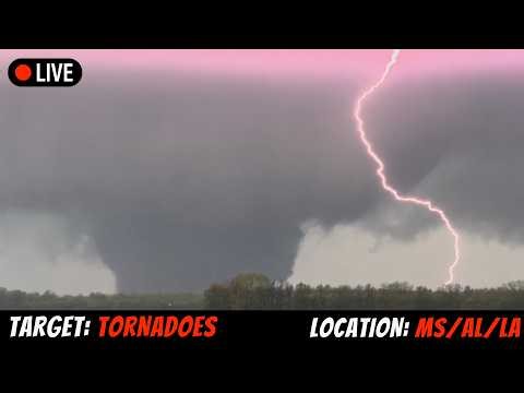 🔴 LIVE STRONG TORNADO THREAT ACROSS MS/AL - LIVE STORM CHASERS