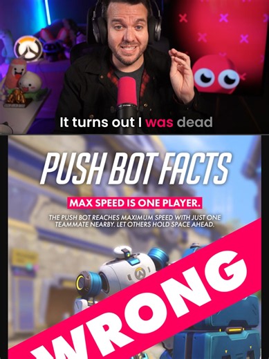 Well, Reddit humbled me today 💀 For years everyone assumed the Push Bot maxed out at 1 player, but someone did the math and figured out it changed. ​Turns out the robot gets up to 20% faster when 3 to 4 players push it together. ​Did Blizzard sneak this in as an undocumented change, or is this a bug? Let me know in the comments! ​#overwatch