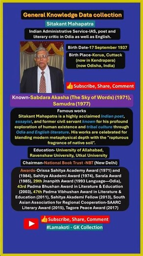 Sitakant Mahapatra, 47th Padma Vibhushan Award in Literature & Education (2011)