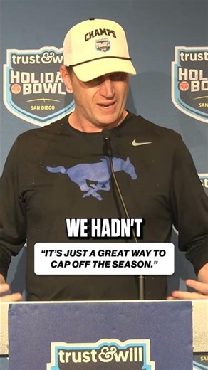 Rhett Lashlee on SMU ending its 13-year bowl victory drought this year in the Holiday Bowl 👏