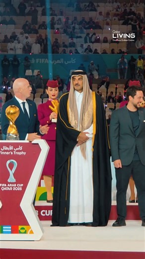 HH The Amir Sheikh Tamim bin Hamad Al Thani gave away medals to Jordanian players, who finished as 2025 FIFA Arab Cup runners-up at the iconic Lusail Stadium on Thursday. #Doha #Qatar #QatarLiving | Qatar Living
