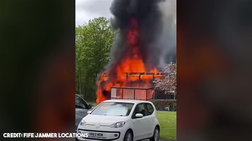 Bus bursts into flames outside Fife College
