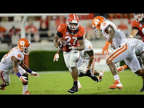 Nick Chubb 1st Georgia Touchdown; 45 Yard Run 2014 Georgia vs Clemson (4K60fps)