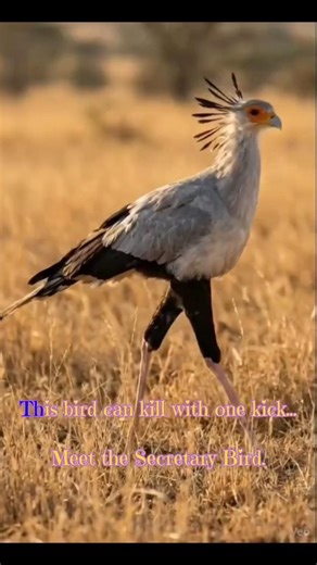 One Kick… and the Snake is Gone#secretarybird #wildlife #snakehunter #naturefacts #predator #africa