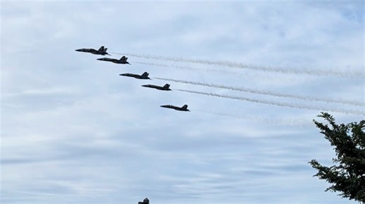 Blue Angels jets perform over Lake Erie at Labor air show