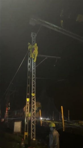 Railways non-stop work 24hrs any season. #shorts #train #railways #viral #railwayelectrification