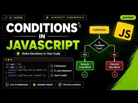 Conditions in JavaScript Explained 🔥 | if, else, else if & Switch Statement | Beginner Tutorial